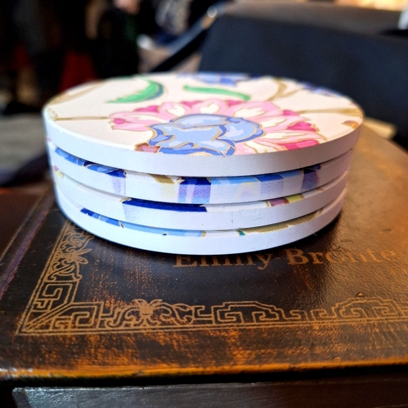 Floral Coasters Set - 4 Piece Set - Picture 2 of 10